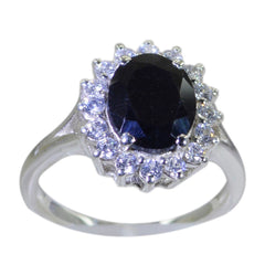 Kristine Black Stone Statement Ring with Sparkling Halo Black Onyx Black