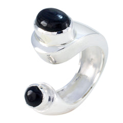 Lucy black toi et moi ring sterling silver open band with two black cabochon stones elegant modern design