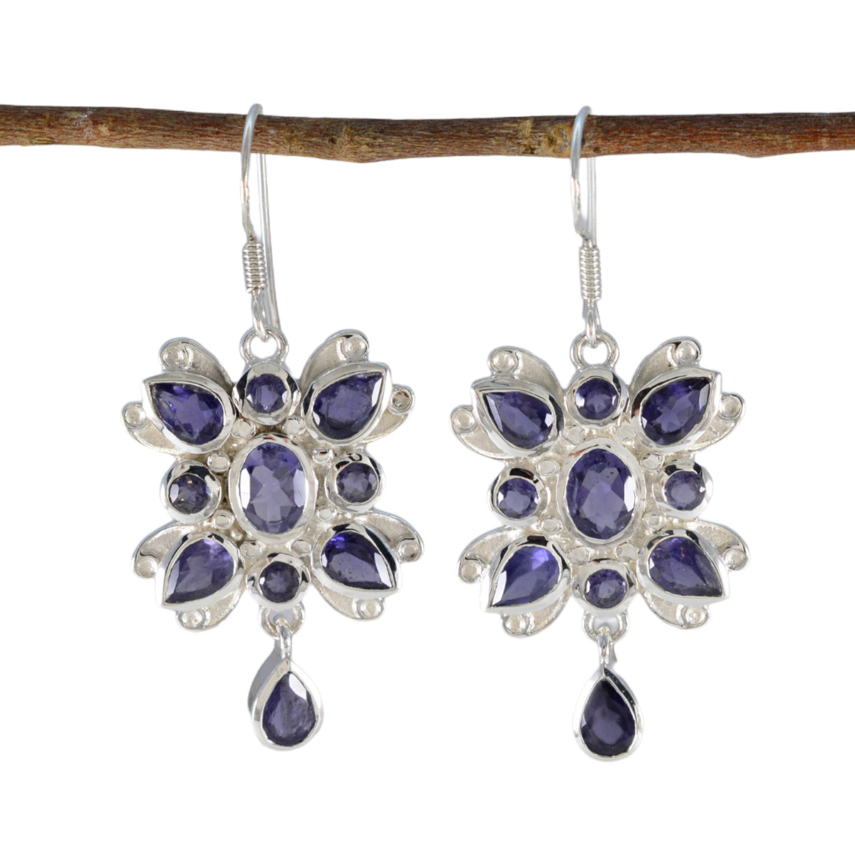 Micaela Blue Dangle Earrings for Stylish Glam Iolite Blue Dangle