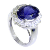 Hannah Blue Gemstone Halo Ring with Sparkling Accents Iolite Blue