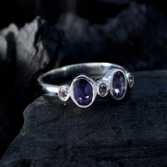 Ayesha Blue Gemstone Halo Ring Sterling Silver
