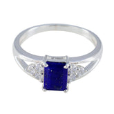 Min-seo Blue Gemstone Halo Ring with Sterling Silver Lapis Lazuli Blue