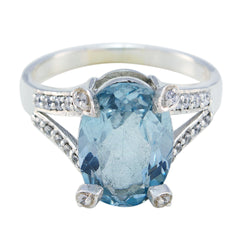 Nora Blue Gemstone Halo Ring with Sparkling Accents Blue Topaz Blue