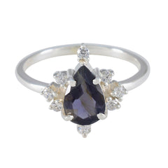 Kristine Blue Gemstone Halo Ring with Diamond Accent Iolite Blue