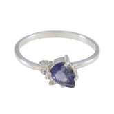 Min-seo elegant silver ring with a pear-shaped blue gemstone halo ring design