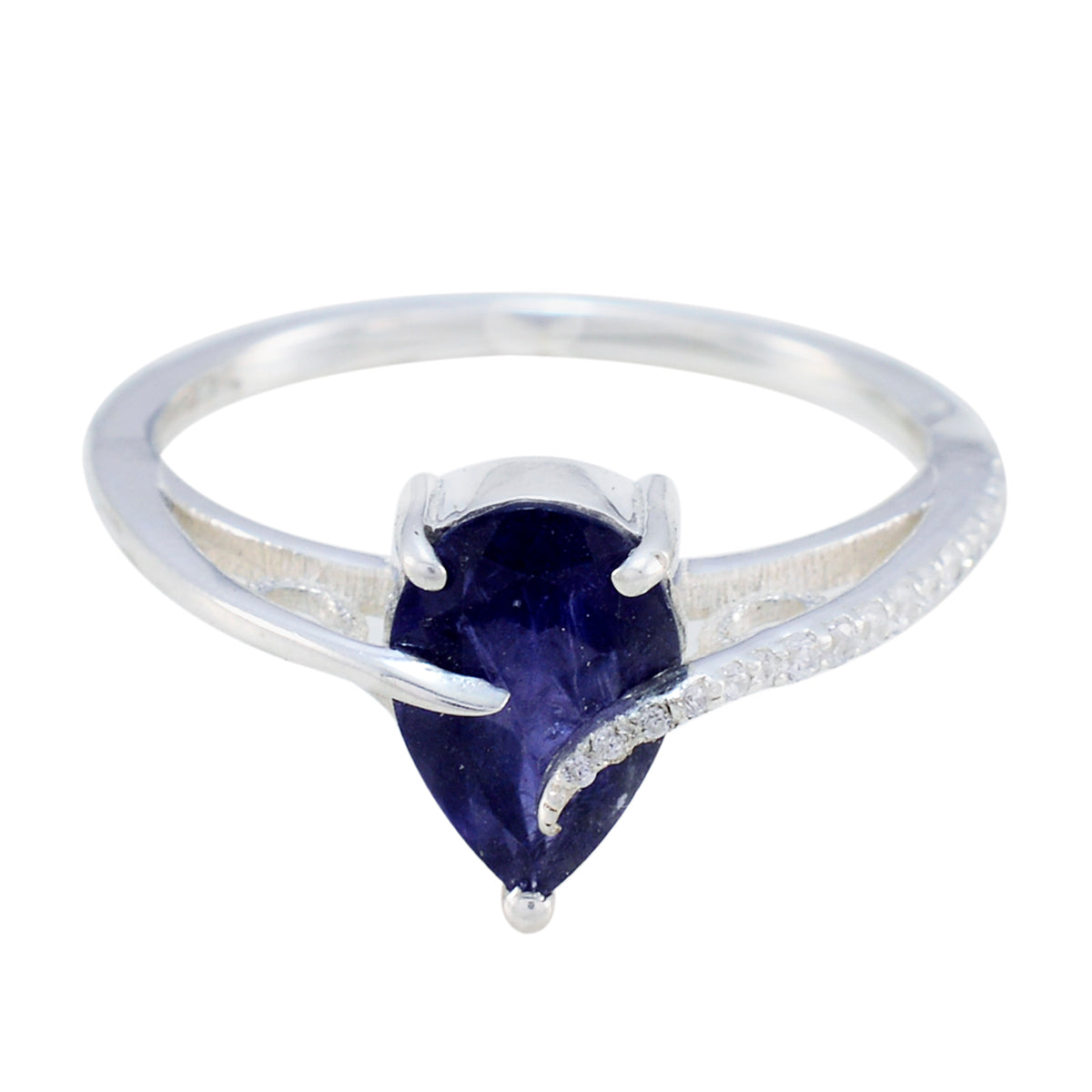 Chen Blue Gemstone Halo Ring Elegant Silver Design Iolite Blue