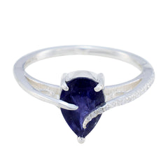 Chen Blue Gemstone Halo Ring Elegant Silver Design Iolite Blue