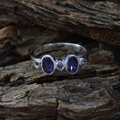 Ayesha Blue Gemstone Halo Ring Sterling Silver