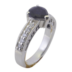 Renata Blue Gemstone Halo Ring with Silver Band