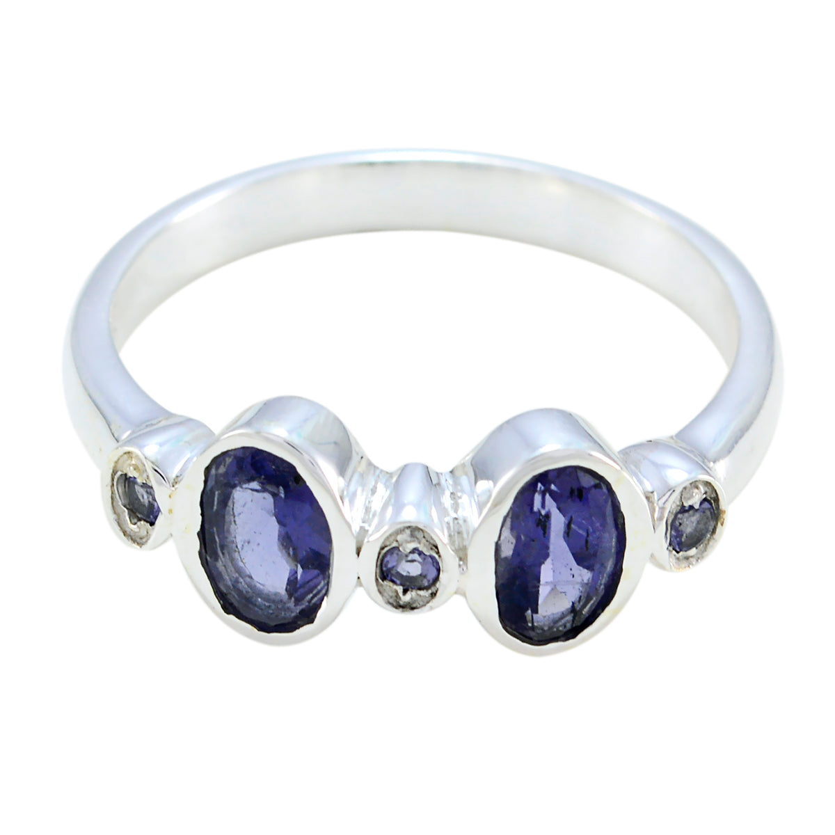 Ayesha Blue Gemstone Halo Ring Sterling Silver Iolite Blue