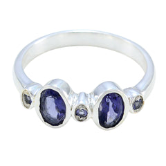 Ayesha Blue Gemstone Halo Ring Sterling Silver Iolite Blue