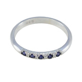 Yuna Blue Gemstone Penta Ring in Sterling Silver Iolite Blue