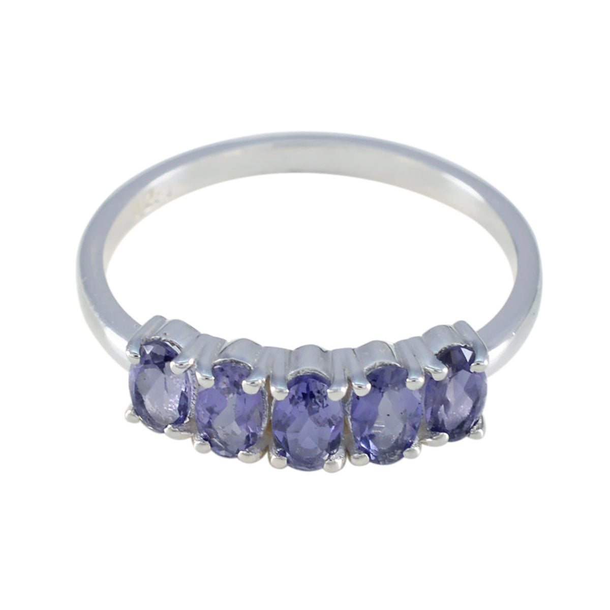 Liyana silver ring featuring five oval blue gemstones blue gemstone ring for women