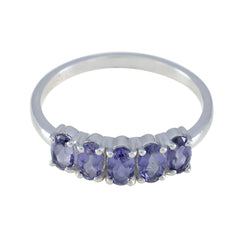 Liyana silver ring featuring five oval blue gemstones blue gemstone ring for women
