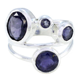 Patricia blue gemstone ring for women with multiple oval blue stones set in silver band