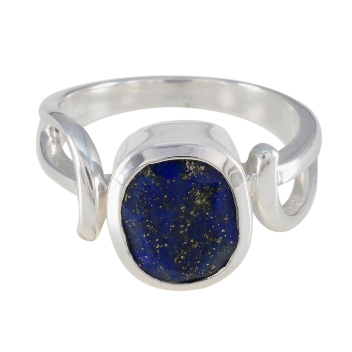 Emilia Blue Gemstone Solitaire Ring in Sterling Silver Lapis Lazuli Blue