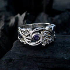 Greta Blue Gemstone Statement Ring with Silver Design