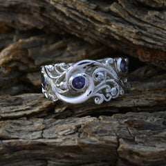 Greta Blue Gemstone Statement Ring with Silver Design