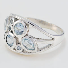 Teresa sterling silver ring with clustered pear and round light blue stones blue gemstone statement ring