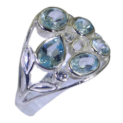 Julieta silver ring with multiple blue gemstones featuring blue gemstone statement ring design
