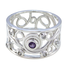 Dayana silver filigree ring with a central blue gemstone statement ring design