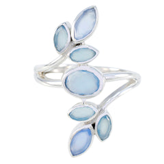 Sofia silver ring with multiple blue stones arranged in leaf shapes blue gemstone statement ring