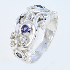 Greta Blue Gemstone Statement Ring with Silver Design
