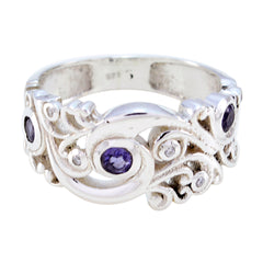 Greta Blue Gemstone Statement Ring with Silver Design Iolite Blue