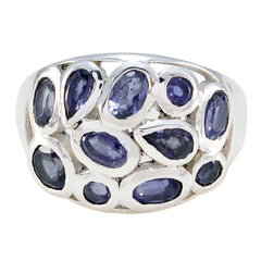 Audrey silver ring with multiple blue gemstones blue gemstone statement ring