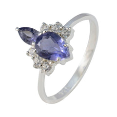 Eun-ji blue gemstone toi et moi ring with pear-shaped stones and surrounding small diamonds