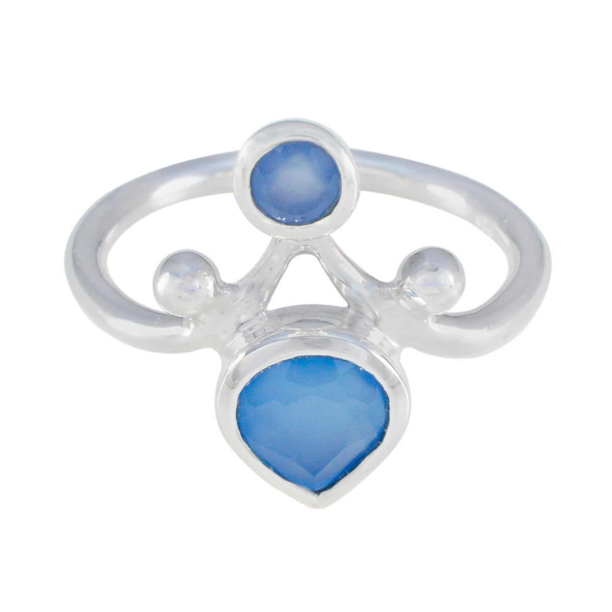 Riley silver ring with two blue gemstones featuring unique toi et moi design blue gemstone toi et moi ring