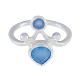 Riley silver ring with two blue gemstones featuring unique toi et moi design blue gemstone toi et moi ring
