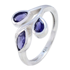 Micaela silver ring featuring three blue gemstones in a unique blue gemstone trilogy ring design