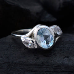 Angeles Blue Gemstone Trilogy Ring in Sterling Silver