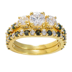 Min-seo Blue Halo Engagement Ring Gold Plated Gemstone
