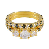 Min-seo Blue Halo Engagement Ring Gold Plated Gemstone Blue Sapphire CZ Blue