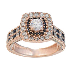 Jiwoo Blue Halo Engagement Ring Rose Gold Sparkle