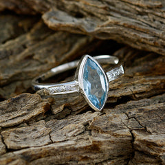 Angel Blue Halo Gemstone Ring Silver Elegant Design