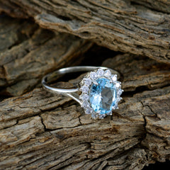 Antonia Blue Halo Gemstone Ring with Sparkling Stones