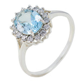 Antonia Blue Halo Gemstone Ring with Sparkling Stones Blue Topaz Blue
