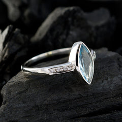 Angel Blue Halo Gemstone Ring Silver Elegant Design