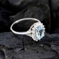 Antonia Blue Halo Gemstone Ring with Sparkling Stones