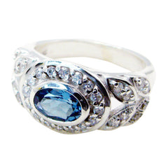 Victoria Blue Halo Gemstone Ring with Sparkling Accents