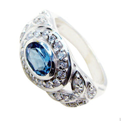 Victoria Blue Halo Gemstone Ring with Sparkling Accents
