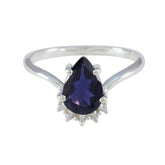 Angel Blue Halo Gemstone Ring Pear-Shaped Design Iolite Blue