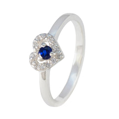 Natcha Blue Halo Heart Ring with Sapphire Gemstone