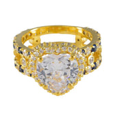 Aiko Blue Halo Heart Ring with Sparkling Gemstones Blue Sapphire CZ Blue