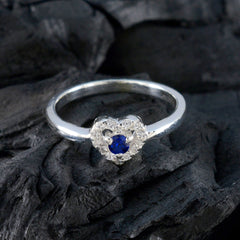 Natcha Blue Halo Heart Ring with Sapphire Gemstone