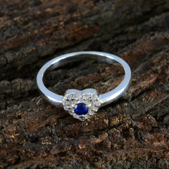 Natcha Blue Halo Heart Ring with Sapphire Gemstone