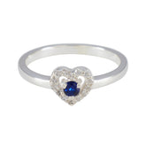 Natcha Blue Halo Heart Ring with Sapphire Gemstone Blue Sapphire CZ Blue